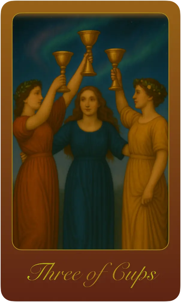 Three of Cups tarot card meaning and psychological guide - Gigis Tarot