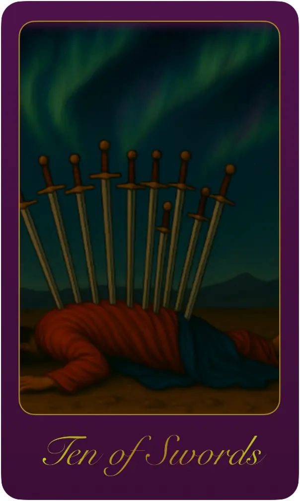 Ten of Swords tarot card meaning and psychological guide - Gigis Tarot